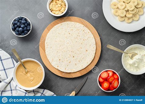 Tortilla Cooking Process With Different Fillings Of Peanut Butter