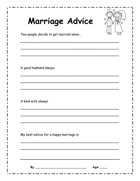 Marriage Advice Worksheet Kindergarten