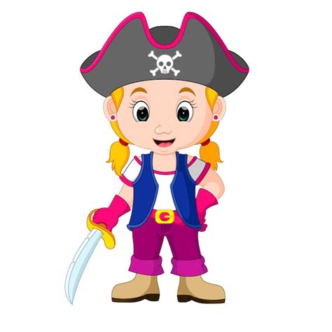 Dibujos Animados De Pirata De Ni A Vector Premium