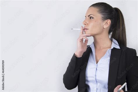 Beautiful Business Woman Smoking A Cigarette Stock Photo Adobe Stock