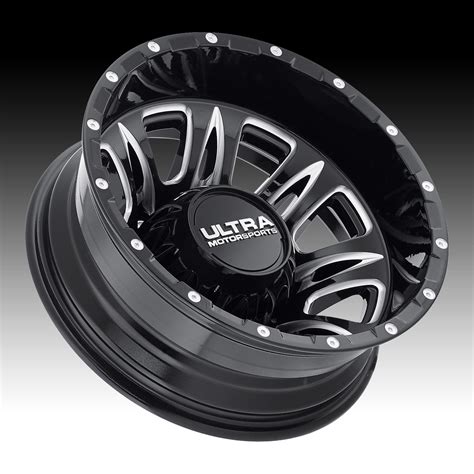 Ultra 049 Predator Dually Gloss Black Milled Custom Wheels Rims 049bm