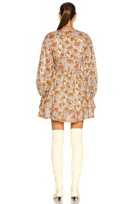 Zimmermann Andie Buttoned Mini Dress In Dusty Blue Floral Fwrd