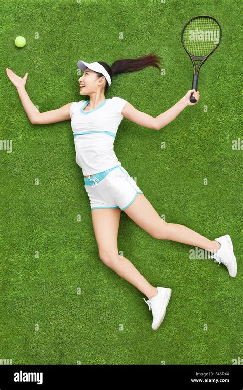 Young Woman Playing Tennis Stock Photo Alamy