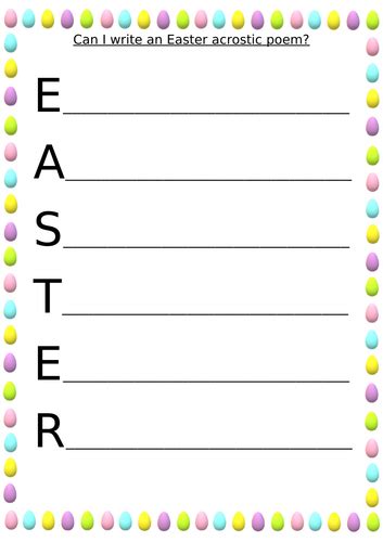 Easter Acrostic Poem Ks1 Teaching Resources