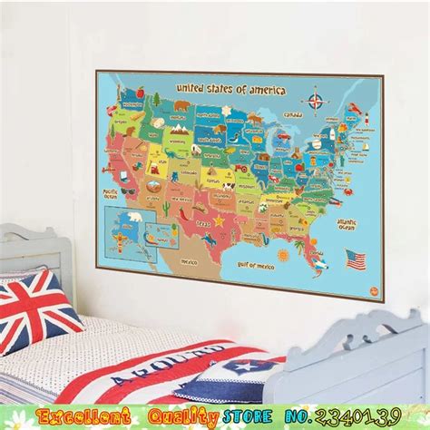Weltkarte Usa Amerikanischer Wandaufkleber Kinder Kinderzimmer