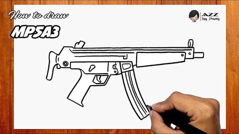 How To Draw Mp5a3 Machine Gun Step By Step Youtube