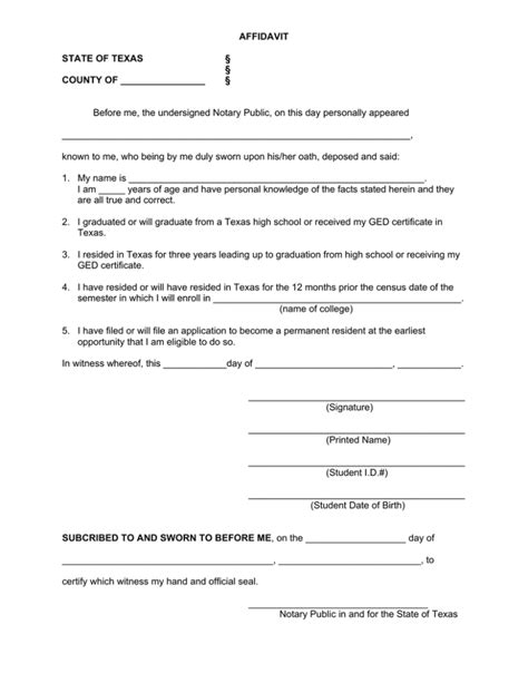 Affidavit Of Fact Texas Fill And Sign Printable Template