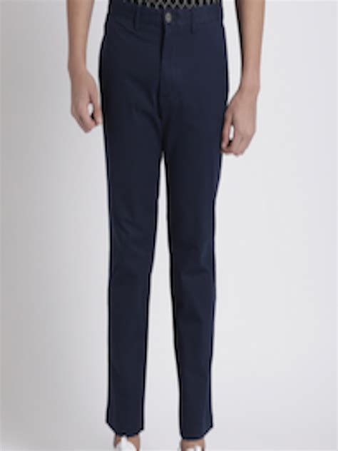 Buy Gap Men Navy Classic Stretch Straight Fit Trousers Trousers For