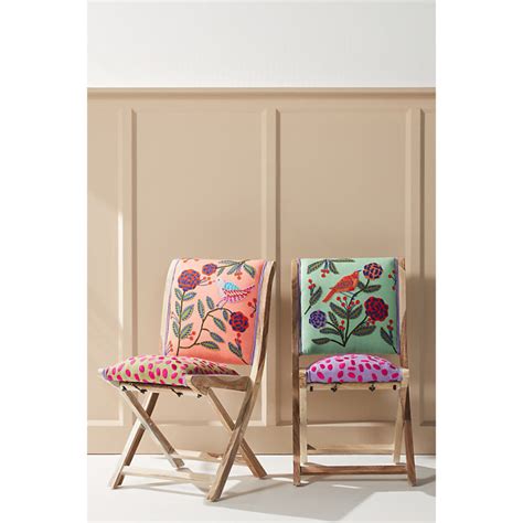 Izzy Terai Cotton Upholstered Rosewood Folding Chair By Anthropologie
