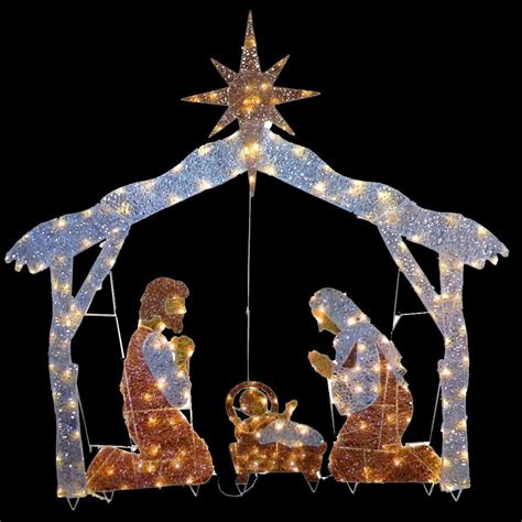 Christmas Nativity Scene Outdoor Lighted Clear Lights Yard Holiday