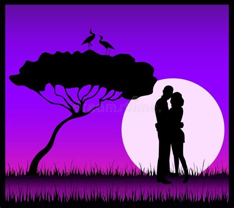 Silhouettes Of Two Lovers Stock Vector Illustration Of Enamored 15788124