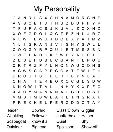 My Personality Word Search Wordmint