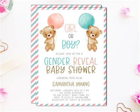diy invites instant download gender reveal invites cute gender reveal invitation gender reveal