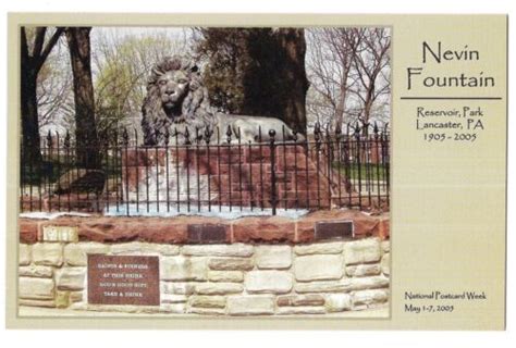 Lancaster County Postcard Club Lion Nevin Fountain Reservoir Park Pa