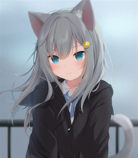 Anime Girl With Cat Ears And Tail Wallpaper