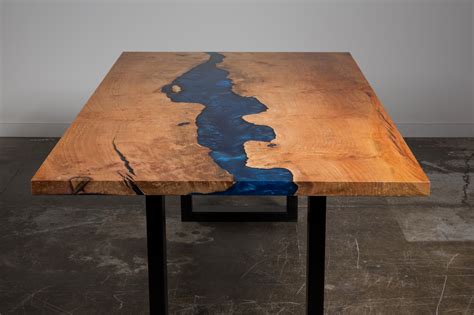 City Trees Furniture Sycamore Wood Epoxy River Table 78″