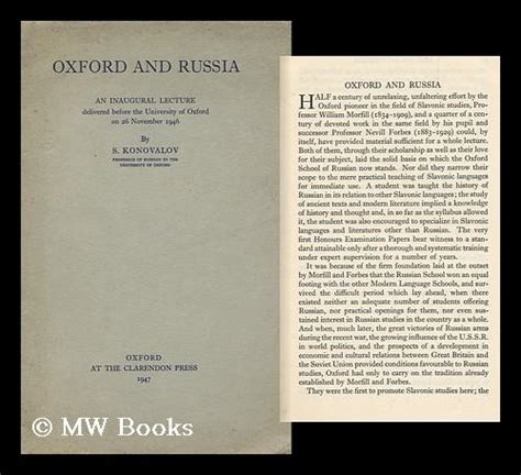 Oxford And Russia An Inaugural Lecture Delivered Before The
