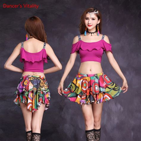 Modal Adult Belly Dance Short Skirt Costume Oriental Suit Set T Shirt