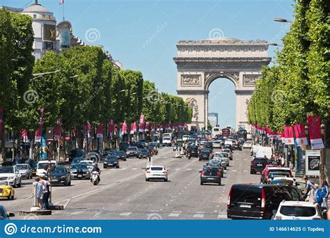Les Champs Elysees Street In Paris Editorial Image Image Of