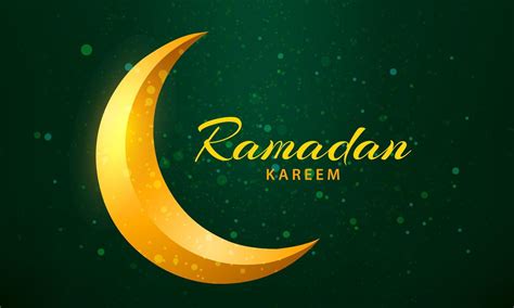 Ramadan Kareem Islamic Greeting Card Template With Golden Crescent