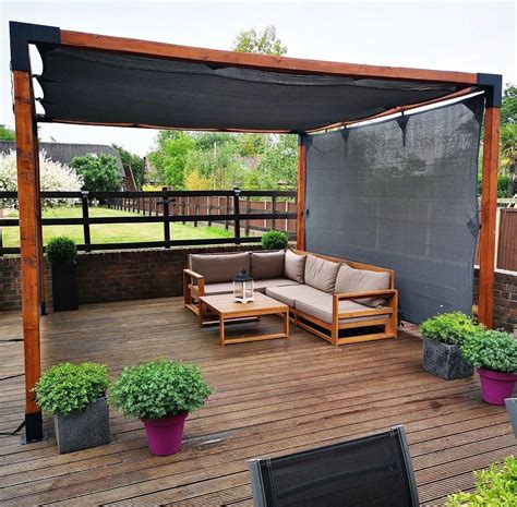 Pergola Kit With Shade Sail For 4x4 Wood Posts Outdoor Pergola