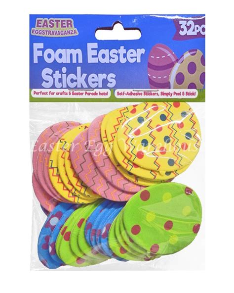 Foam Easter Stickers 32pc Easter Egg Warehouse