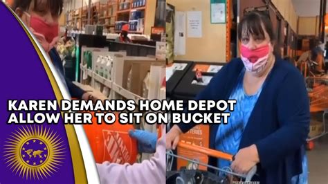 Karen Attempts To Struggle With Home Depot Worker Over Bucket She Didn T Pay For Youtube