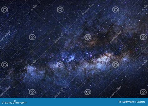 Close Up Of Clearly Milky Way Galaxy With Stars And Space Dust In The