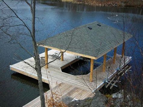 Cedar Dock With Covered Boat Slip Lakefront Living Lake Dock Lake House