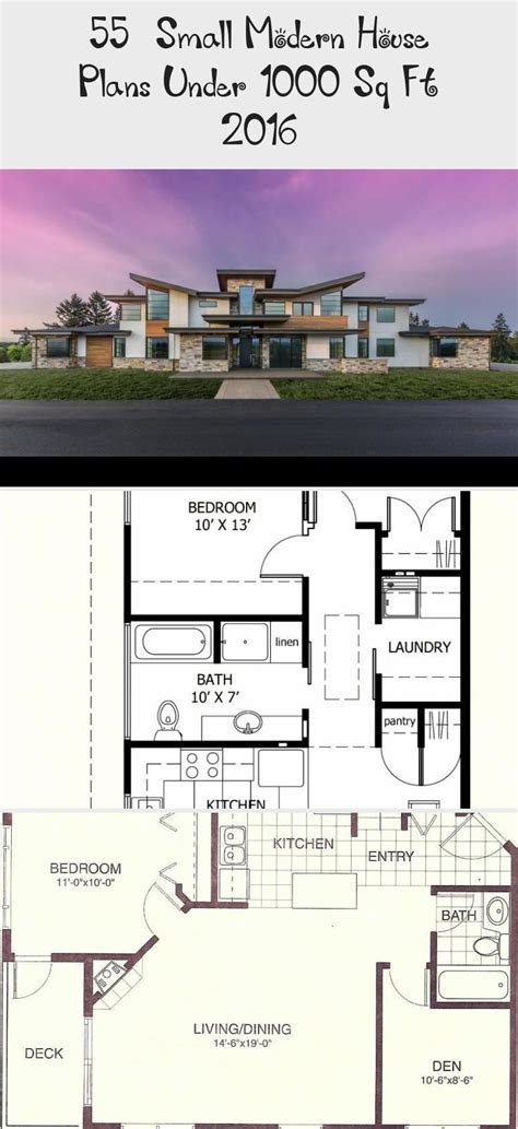 Browse architectural designs vast collection of 1,000 square feet house plans. 50 Small Modern House Plans Under 1000 Sq Ft 2019 # ...