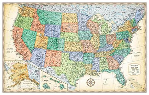 Classic Elite United States Wall Map Poster Images