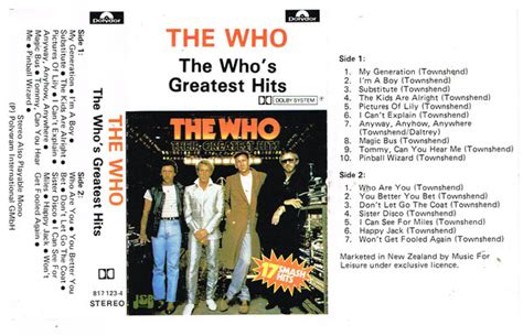 The Who The Whos Greatest Hits Cassette Album Compilation Discogs