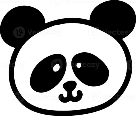 Funny Panda Cute Animals Head In Hand Drawn Line Art Illustration