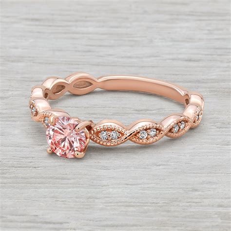 Gorgeous 14k Rose Gold And Pink Diamond 45ct Engagement Ring Pink