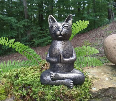 Yoga Cat Statue Meditating Cat Statue Zen Cat Statue Etsy