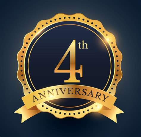 A wedding anniversary is the anniversary of the date a wedding took place. 4th-anniversary-celebration-badge-label-in-golden-vector ...