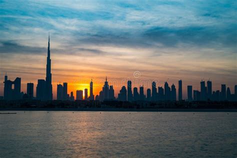 Sunrise In Dubai Dawn Over Burj Khalifa Morning In Dubai Sun Over