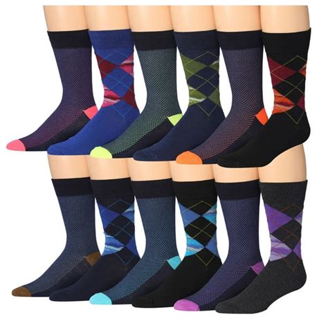 James Fiallo Mens 12 Pairs Funny Funky Crazy Novelty Colorful Patterned Dress Socks M203 12