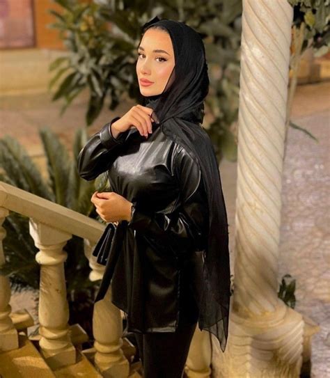 Hijab Leatherstyle Leather Outfits Women Stylish Women Fashion Leather Outfit