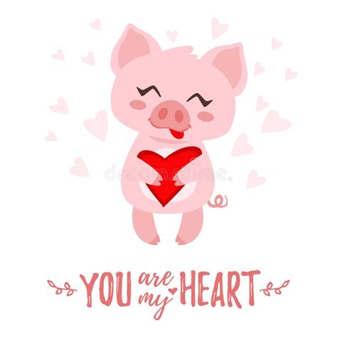 Pig With Heart Stock Vector Illustration Of Celebration 25982508