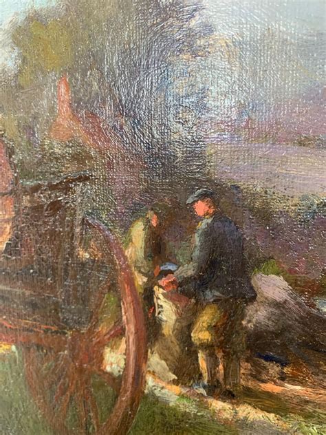 20th Century Fire Tending Oil On Canvas Painting At 1stdibs