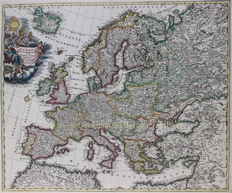 Rare 18th Century Map Of Europe Original Engraving Antique Print