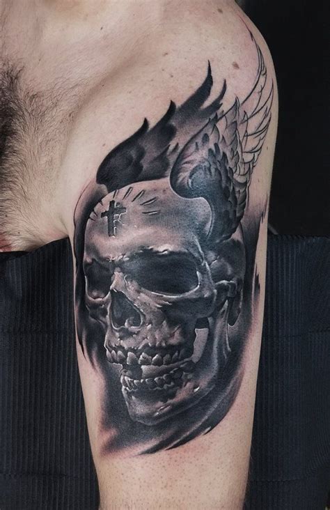 Orchid tattoos are worn by both man and women as they represent the sexual nature of males and female and stand for procreation. Black and grey realistic skull tattoo by Nino Dinchev ...