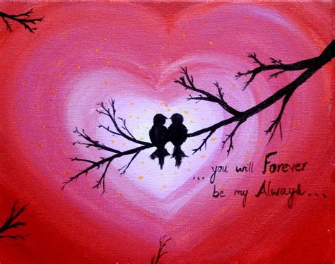 Personalized Valentine T Idea Love Birds Acrylic Painting Canvas Art