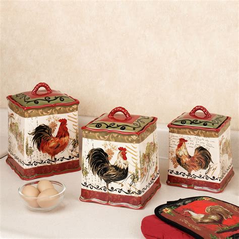 Tuscan Rooster Kitchen Canister Set Rooster Kitchen Decor Kitchen