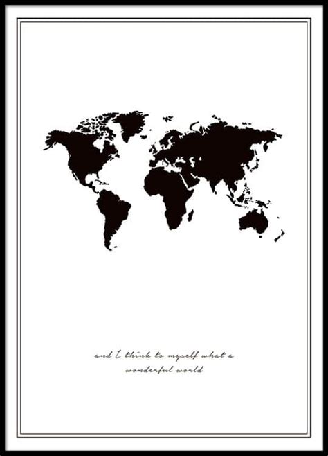 Print With World Map Black And White Posters Uk