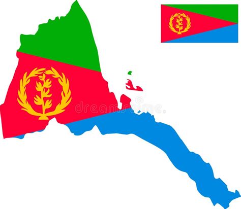 Vector Map Of Eritrea With Flag Isolated White Background Stock