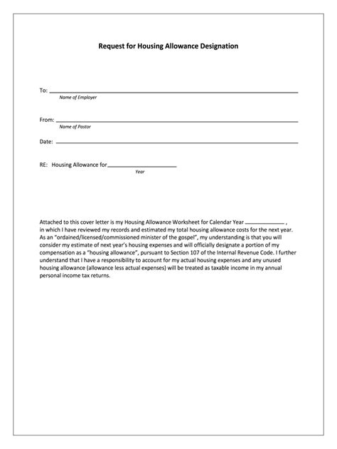 Housing Allowance Request Letter Fill Online Printable Fillable