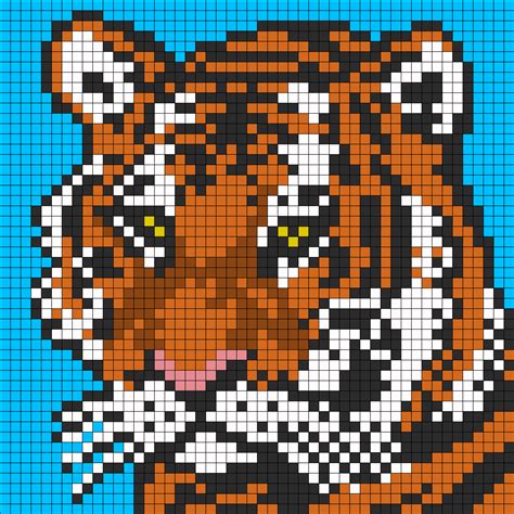 Tiger Face For Perler Or Square Stitch Perler Bead Pattern Bead