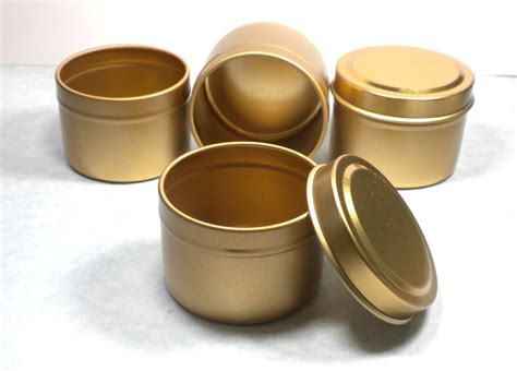 Gold Round Tin With Lid 2 Ounces Circle Seamless And Food